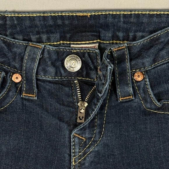 True Religion Section Straight Jeans Womens 28 Dark Wash Sequin Flap Pocket USA - Picture 6 of 14